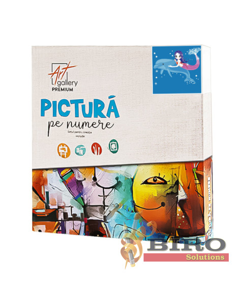 Pictură pe numere 20×20 cm Sirena și delfinul
