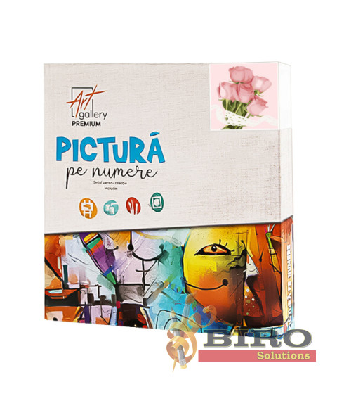 Pictură pe numere 20×20 cm Trandafiri gingași