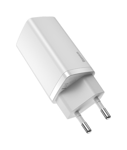 Încărcător Universal Baseus GaN2 Lite, 2xUSB (U + C), 65W, 5V/3A, White  CCGAN2L-B02