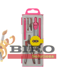 Set compas ZI-BI Basis, 7 piese, în cutie din plastic, roz, ZB.5306BS-10