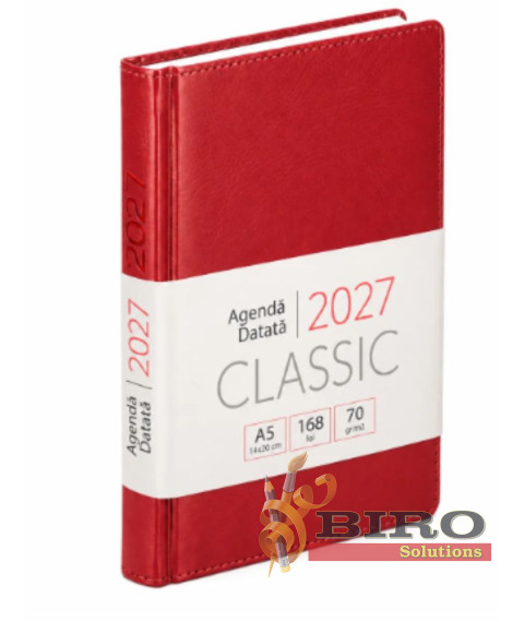 Agendă datată 2027 CLASSIC A5, 168 foi, roșie