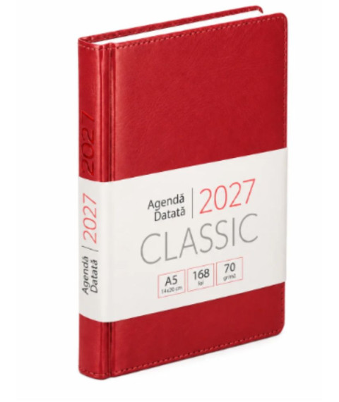 Agendă datată 2027 CLASSIC A5, 168 foi, roșie