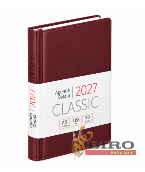 Agendă datată 2027 CLASSIC A5, 168 foi, bordo