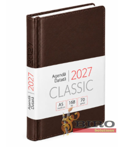 Agendă datată 2027 CLASSIC A5, 168 foi, maro