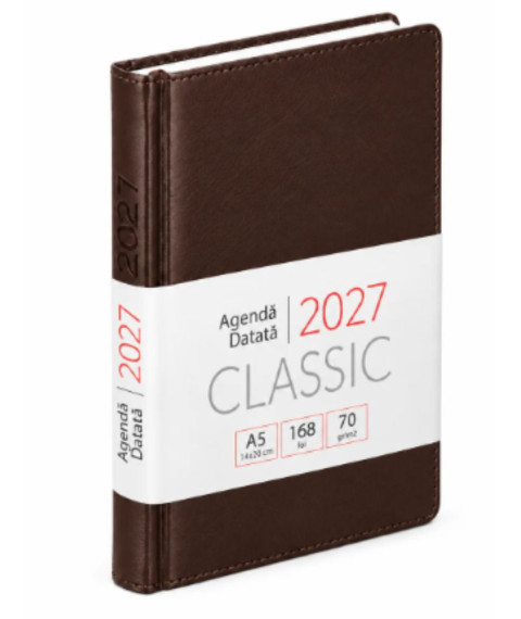 Agendă datată 2027 CLASSIC A5, 168 foi, maro