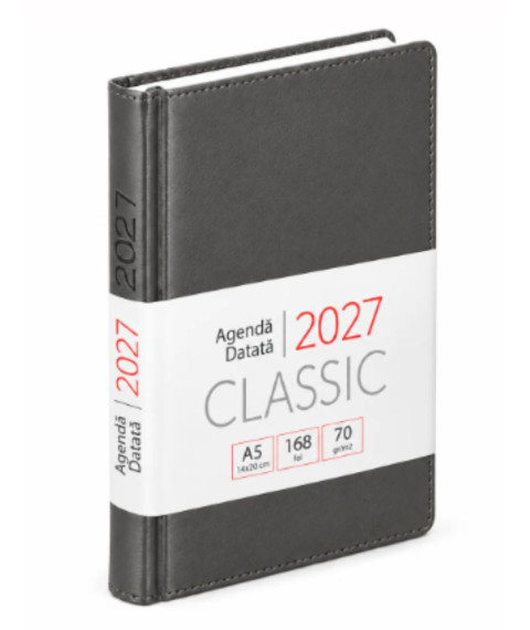 Agendă datată 2027 CLASSIC A5, 168 foi, gri