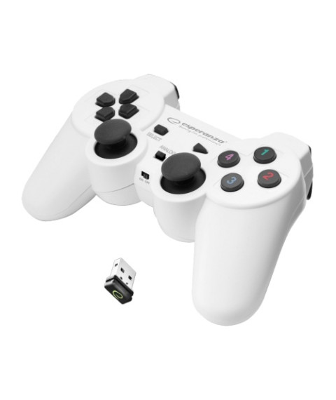 Gamepad Wireless Esperanza GLADIATOR EGG108W  White, vibration Game Pad, 16 buttons, 2 sticks, Ergonomic design, 2 modes (analog and digital), Soft sw