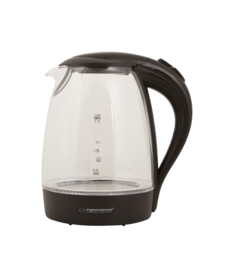 Fierbător de apă Esperanza SALTO ANGEL EKK011K, 1.7L, sticlă neagră cu LED, 2200W