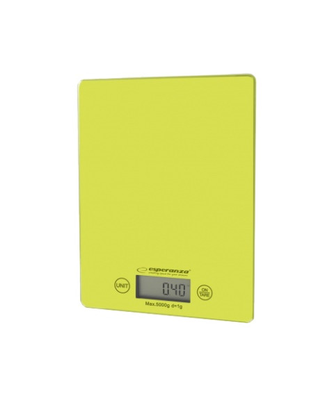 Kitchen Scale Esperanza LEMON EKS002G Green, Touch buttons, Maximum capacity: 5000g, Division: 1g, Four units of measure: g /lb/oz/kg, Tare Function,