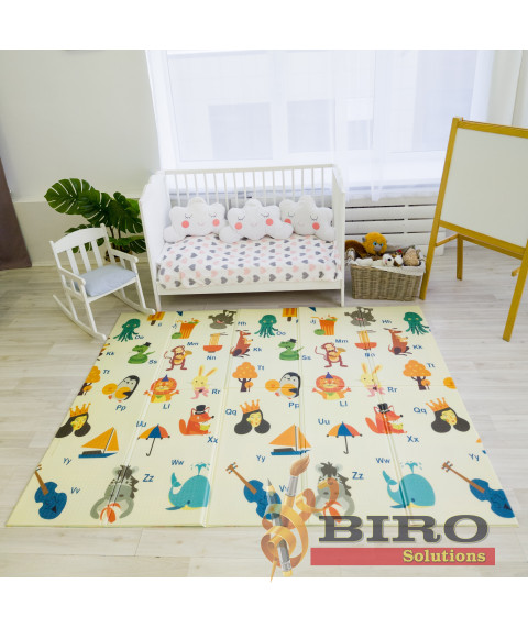 Covoras de joaca pentru copii Alphabet/Lion 150x200cm, 2 fete, termic, anti-derapant, pliabil