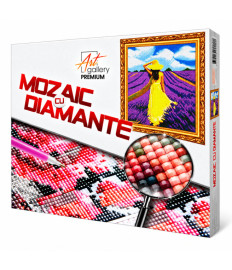 Mozaic cu diamante 40x50 cm Fată în câmp de lavandă