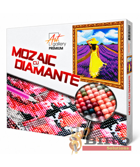 Mozaic cu diamante 40x50 cm Fată în câmp de lavandă