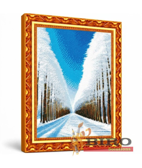 Mozaic cu diamante „Alee de copaci înzăpeziți”, 40 × 50 cm
