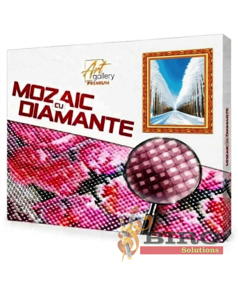 Mozaic cu diamante „Alee de copaci înzăpeziți”, 40 × 50 cm