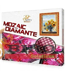 Mozaic cu diamante „Buchet de floarea-soarelui pe pervaz”, 40 × 50 cm