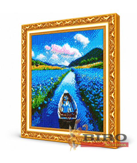 Mozaic cu diamante „Barcă pe râu”, 40 × 50 cm