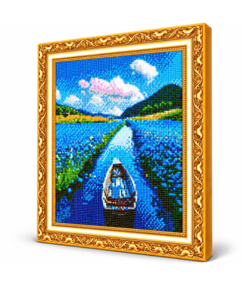 Mozaic cu diamante „Barcă pe râu”, 40 × 50 cm