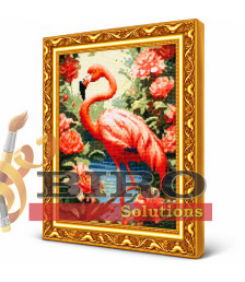 Mozaic cu diamante „Flamingo printre flori”, 40 × 50 cm