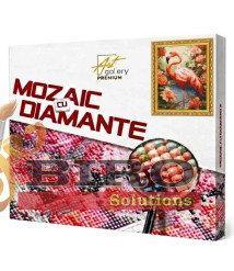 Mozaic cu diamante „Flamingo printre flori”, 40 × 50 cm