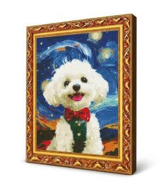 Mozaic cu diamante 40x50 cm Cățel alb