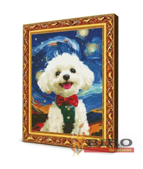 Mozaic cu diamante 40x50 cm Cățel alb