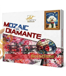 Mozaic cu diamante 40x50 cm Cățel alb