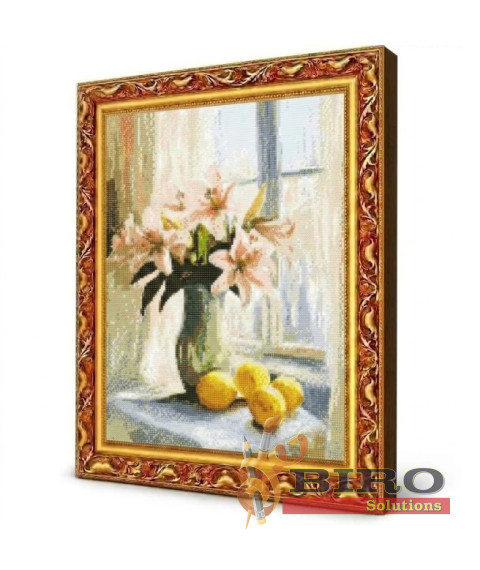 Mozaic cu diamante „Crini și lămâi”, 40 × 50 cm