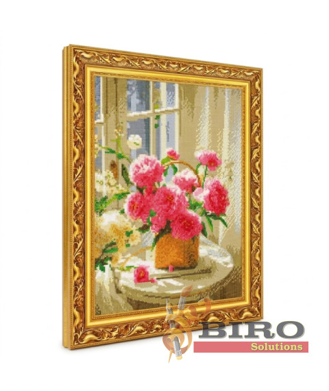 Mozaic cu diamante „Buchet delicat pe măsuță”, 40 × 50 cm