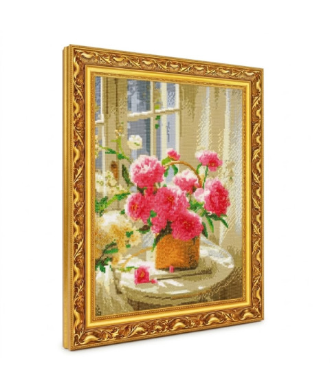 Mozaic cu diamante „Buchet delicat pe măsuță”, 40 × 50 cm