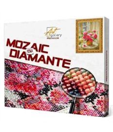 Mozaic cu diamante „Buchet delicat pe măsuță”, 40 × 50 cm Mozaic cu diamante „Buchet delicat pe măsuță”, 40 × 50 cm