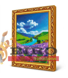 Mozaic cu diamante „Râu azuriu și flori de munte”, 40 × 50 cm