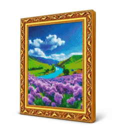 Mozaic cu diamante „Râu azuriu și flori de munte”, 40 × 50 cm