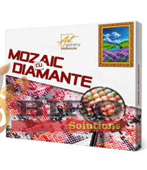 Mozaic cu diamante „Râu azuriu și flori de munte”, 40 × 50 cm