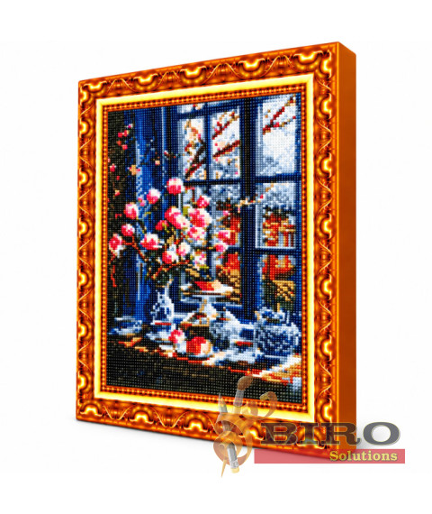 Mozaic cu diamante „Buchet la fereastră”, 30 × 40 cm