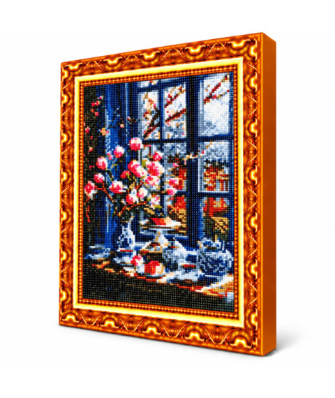 Mozaic cu diamante „Buchet la fereastră”, 30 × 40 cm