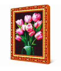 Mozaic cu diamante „Lalele roz”, 30 × 40 cm