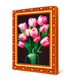 Mozaic cu diamante „Lalele roz”, 30 × 40 cm