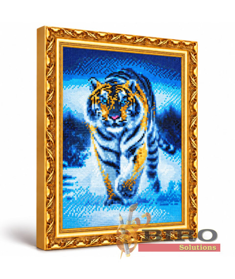 Mozaic cu diamante „Tigru iarna”, 30 × 40 cm