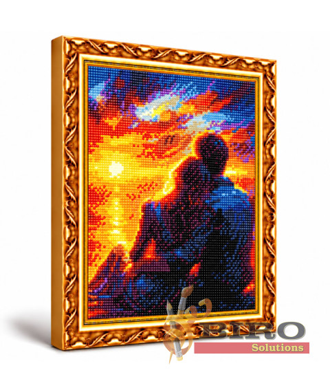 Mozaic cu diamante „Cuplu savurează apusul”, 30 × 40 cm