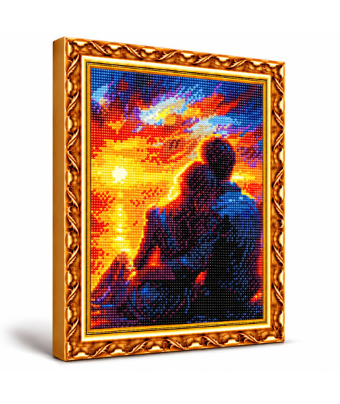 Mozaic cu diamante „Cuplu savurează apusul”, 30 × 40 cm
