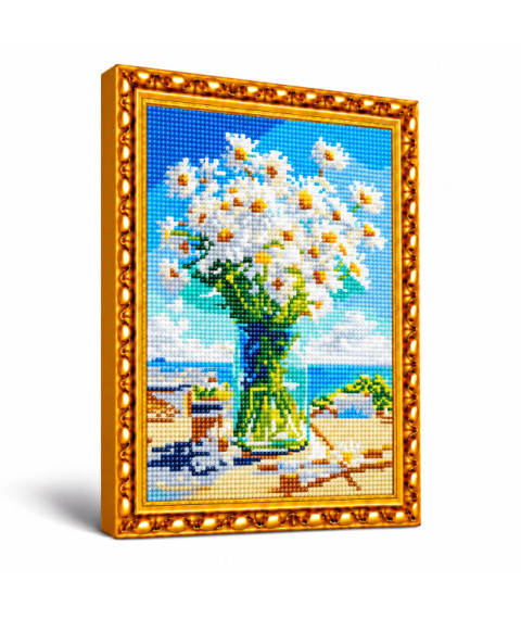 Mozaic cu diamante „Buchet de romanițe”, 30 × 40 cm