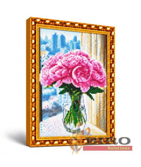Mozaic cu diamante „Bujori roz”, 30 × 40 cm