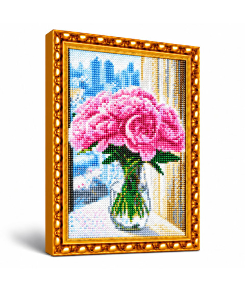 Mozaic cu diamante „Bujori roz”, 30 × 40 cm