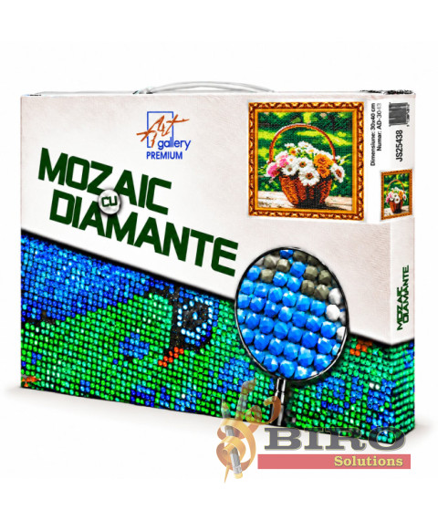 Mozaic cu diamante „Coș cu gerbere”, 30 × 40 cm