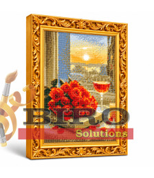 Mozaic cu diamante „Trandafiri și pahar de vin”, 30 × 40 cm