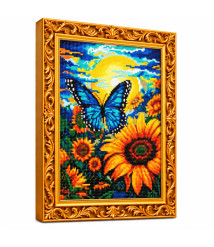 Mozaic cu diamante „Floarea-soarelui și fluture”, 30 × 40 cm