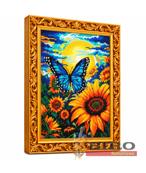 Mozaic cu diamante „Floarea-soarelui și fluture”, 30 × 40 cm