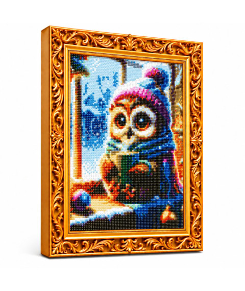 Mozaic cu diamante „Bufniță cu cacao”, 30 × 40 cm