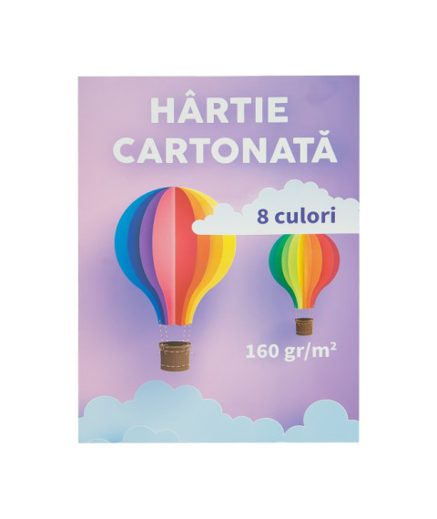 Set Hârtie Cartonată Colorată (8 Foi), 160 g/mp
