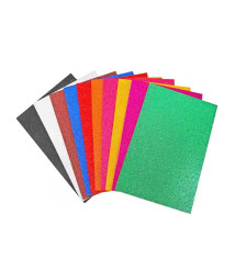 Foamiran EVA cu sclipici, 1.8 mm, set 10 culori, Foska HM2001G